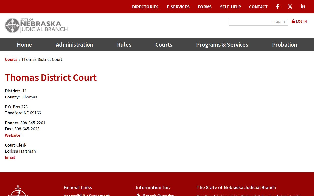 Thomas County civil dockets State Judicial Branch District Court profile