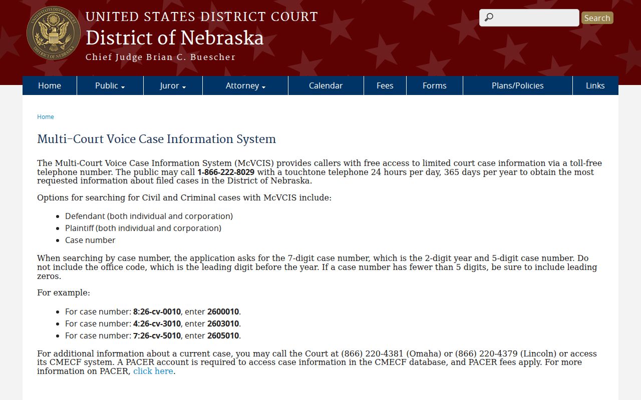 Thomas County court records federal McVCIS voice-search distinction