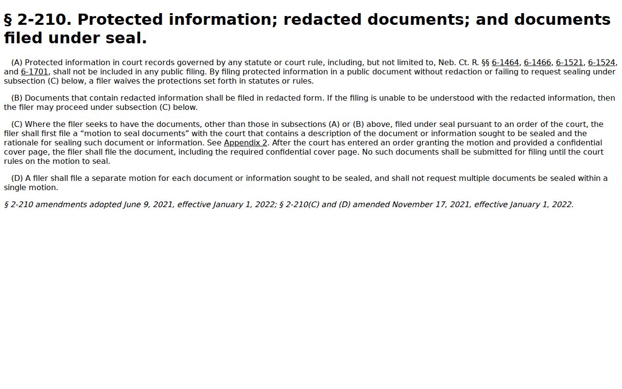 Thomas County court records protected-information and motion-to-seal directions
